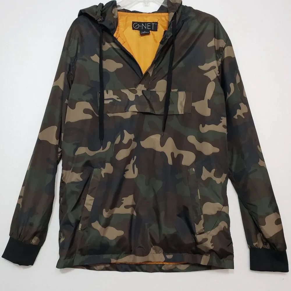 G-NET Men's Camo Pullover Hoodie Lightweight Jacket / Raincoat, Size Medium